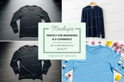 Collection of long sleeve t-shirts mockup Product Image 1
