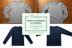 Long sleeve t-shirt mockup in gray and navy blue Product Image 1