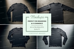 Long sleeve t-shirt mockup in black Product Image 1