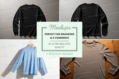 Four long sleeve t-shirt mockups in different colors Product Image 1