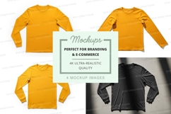 Long sleeve t-shirt mockup in yellow and black Product Image 1