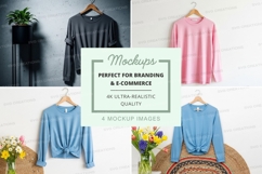 Four t-shirt mockups with different styles and colors Product Image 1