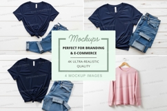 T-shirt mockup with jeans and pink long sleeve shirt Product Image 1