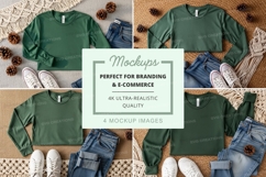 Green t-shirt mockup with denim jeans and white sneakers Product Image 1