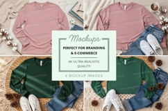 Long sleeve t-shirt mockup in pink and green Product Image 1