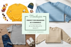 Clothing mockup set featuring sweatshirts and t-shirts Product Image 1