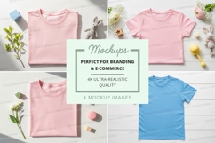 T-shirt mockup with pastel colors and floral decorations Product Image 1