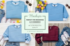 Flat lay mockup of sweatshirts with accessories Product Image 1