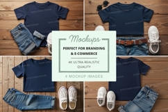 T-shirt mockup with jeans and sneakers Product Image 1