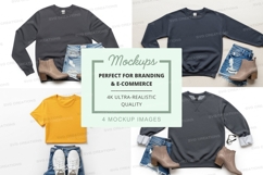 Four apparel mockups featuring sweatshirts and t-shirts with Product Image 1