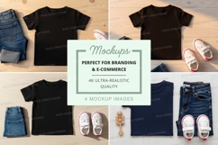 T-shirt mockup with jeans and shoes Product Image 1