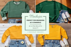 Sweatshirt mockup set - green and yellow cropped sweatshirts Product Image 1