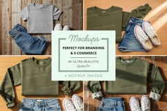 Outfit mockup with cropped sweatshirt and jeans Product Image 1