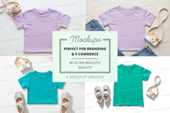 Children's clothing mockup featuring t-shirts and accessorie Product Image 1