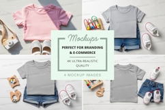 Children's clothing mockup - t-shirt and shorts with toys Product Image 1