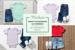 Baby onesie mockups with accessories Product Image 1