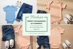 Baby onesie mockup with jeans and shoes Product Image 1