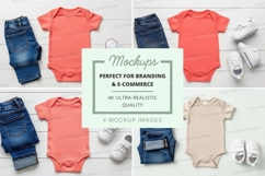 Baby onesie mockup with jeans and shoes Product Image 1