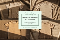 T-shirt mockup - crew neck t-shirt in beige color Product Image 1
