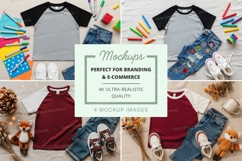 T-shirt mockup with art supplies and casual outfit Product Image 1