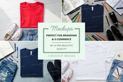 T-shirt mockup with stationery and casual wear Product Image 1
