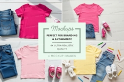 Children's clothing mockup with t-shirts and accessories Product Image 1