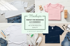 Flat lay mockup of t-shirts and accessories Product Image 1