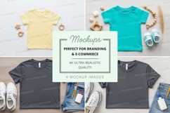 Flat lay mockup of t-shirts with accessories Product Image 1