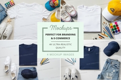 Apparel mockup featuring t-shirts and accessories Product Image 1