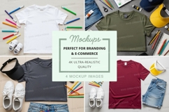 Flat lay mockup of t-shirts with accessories Product Image 1
