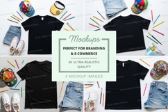 Black t-shirt mockup with accessories Product Image 1