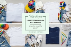 T-shirt mockup with art supplies and casual accessories Product Image 1