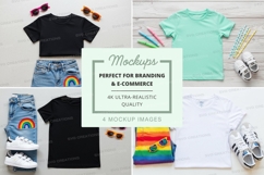 Flat lay mockup of t-shirts and accessories Product Image 1
