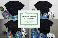 Black t-shirt mockup with casual accessories Product Image 1