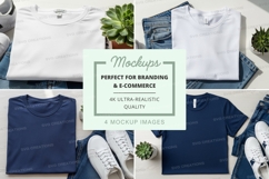 T-shirt mockup with white and navy blue t-shirts Product Image 1