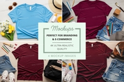 Flat lay mockup of t-shirts and accessories Product Image 1
