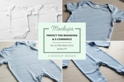Baby onesie mockup in light blue Product Image 1