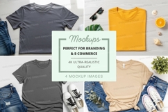 Flat lay mockup of t-shirts with accessories Product Image 1