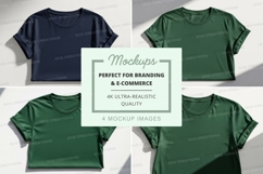 Green and navy women's crop top mockup on white Product Image 1