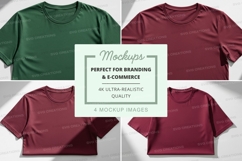 Green and burgundy t-shirt mockup on white background Product Image 1