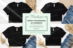 Black t-shirt mockup on jeans with natural light display Product Image 1