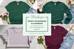 Clothing mockup set on wooden background with flowers Product Image 1