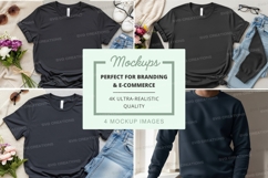 Black t-shirt mockup on denim jeans with flowers Product Image 1