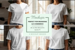 White t-shirt mockup on mannequin indoor display Product Image 1