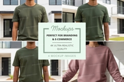 Casual t-shirt mockup on diverse models outdoor Product Image 1