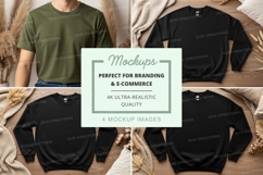 Black green t-shirt mockup on bed minimalist design Product Image 1