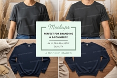 Black t-shirt mockup on wooden hanger lifestyle display Product Image 1