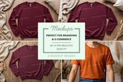 Clothing mockup set burgundy orange rustic display Product Image 1
