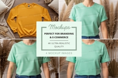 Women t-shirt mockup on hanger minimalist display Product Image 1