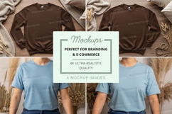 Blank black hoodie and t-shirt mockup on bed with plants Product Image 1